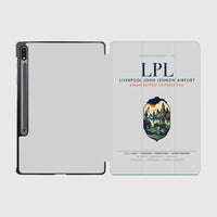 Thumbnail for Liverpool John Lennon Airport (LPL) design on light gray samsung tablet tablet case
