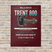 Thumbnail for TRENT 800 vertical canvas print - no frame - dark red background