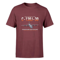 Thumbnail for C-130J-30 Super Hercules design on dark red double-side t-shirt, single-side print