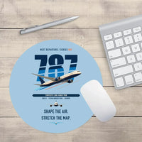 Thumbnail for Boeing 787-9 Dreamliner design on light blue round mouse pad