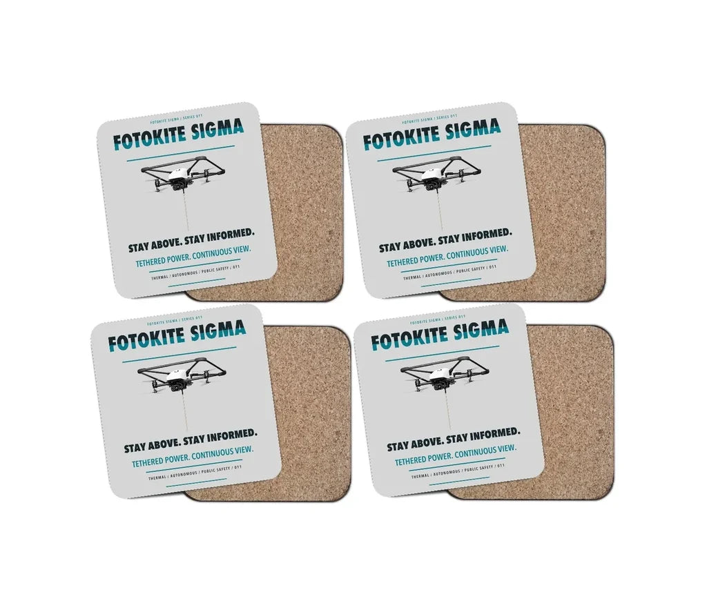 Fotokite Sigma design on light gray 4 pieces set coaster