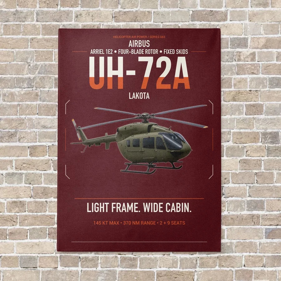 Airbus UH-72A Lakota vertical canvas print - no frame - dark red background