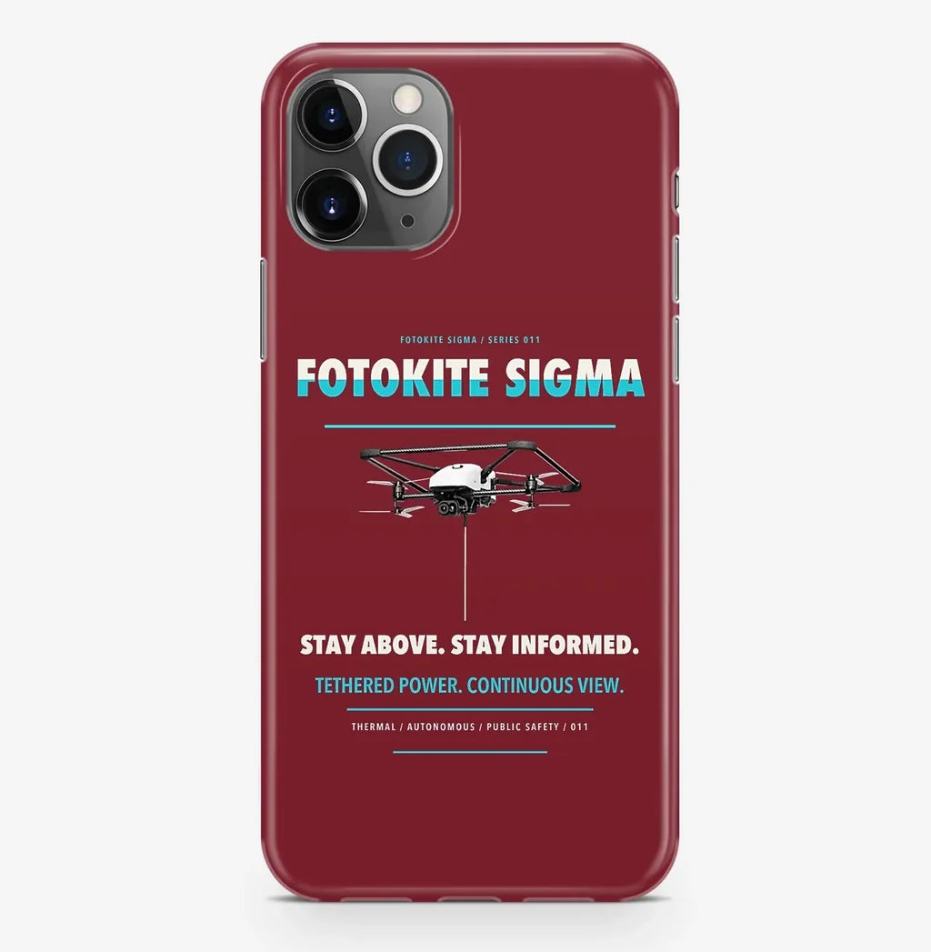 Fotokite Sigma Case ProMax design on dark red iphone case promax