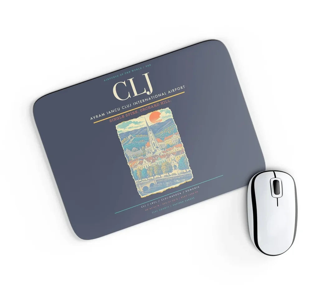 Avram Iancu Cluj International Airport CLJ Mouse-Pad Rectangle - Navy Blue