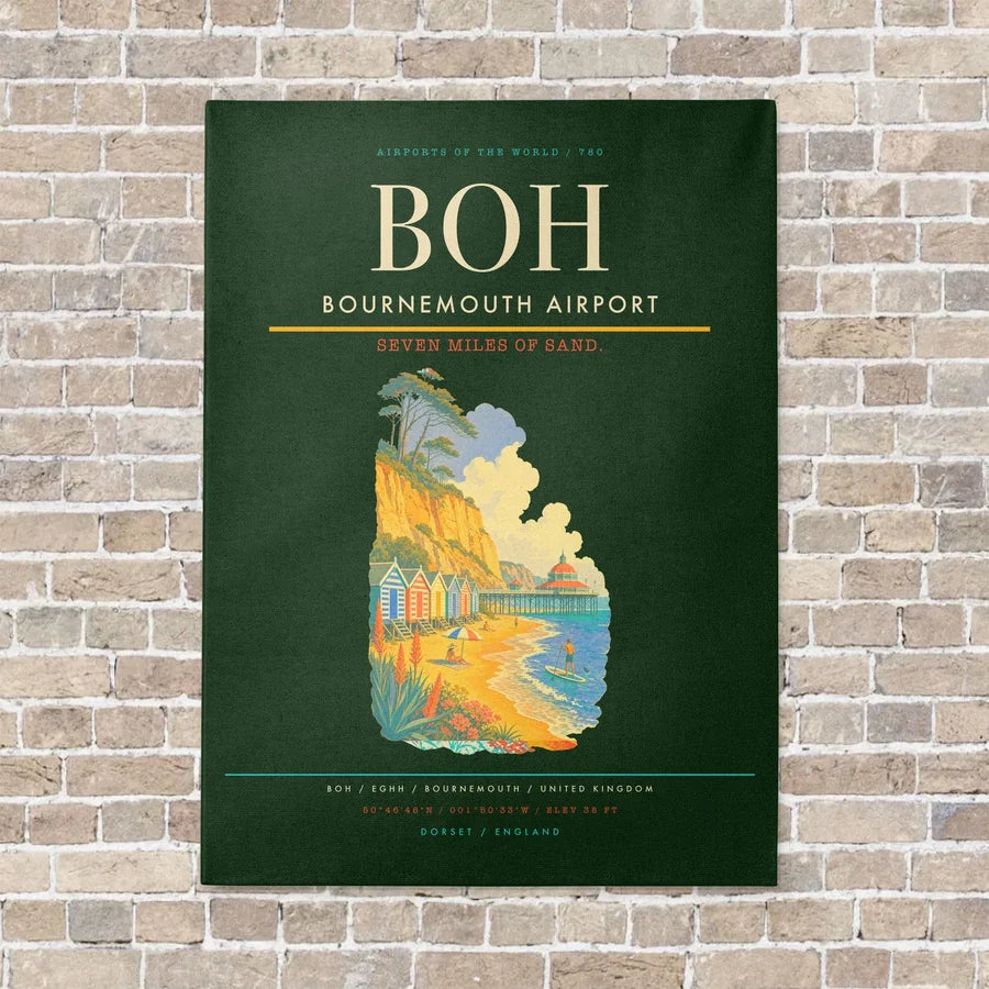 Bournemouth Airport BOH - Canvas No Frame - Dark Green