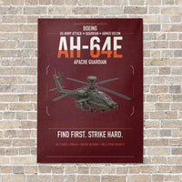 Thumbnail for Boeing AH-64E Apache Guardian vertical canvas print - no frame - dark red background