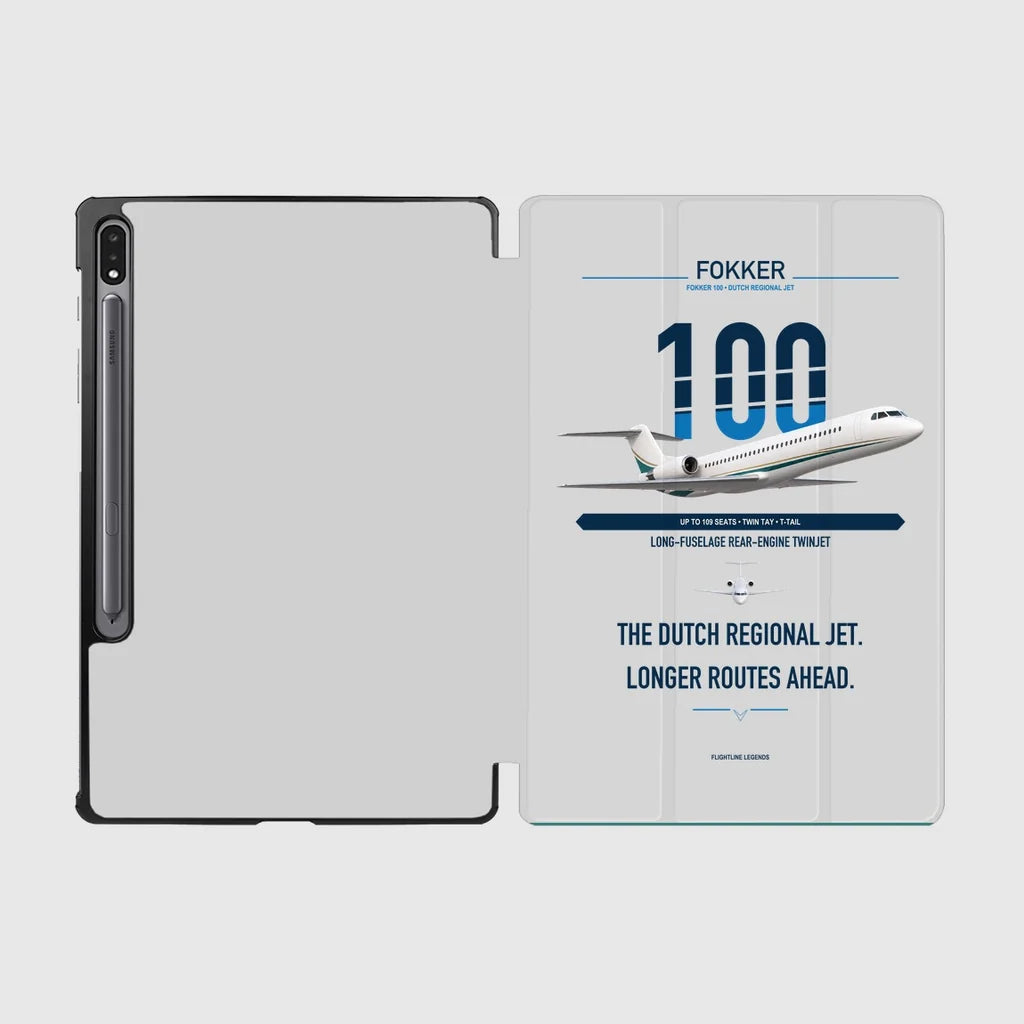 Fokker 100 design on light gray samsung tablet tablet case