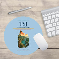 Thumbnail for Tsushima Airport (TSJ) design on light blue round mouse pad