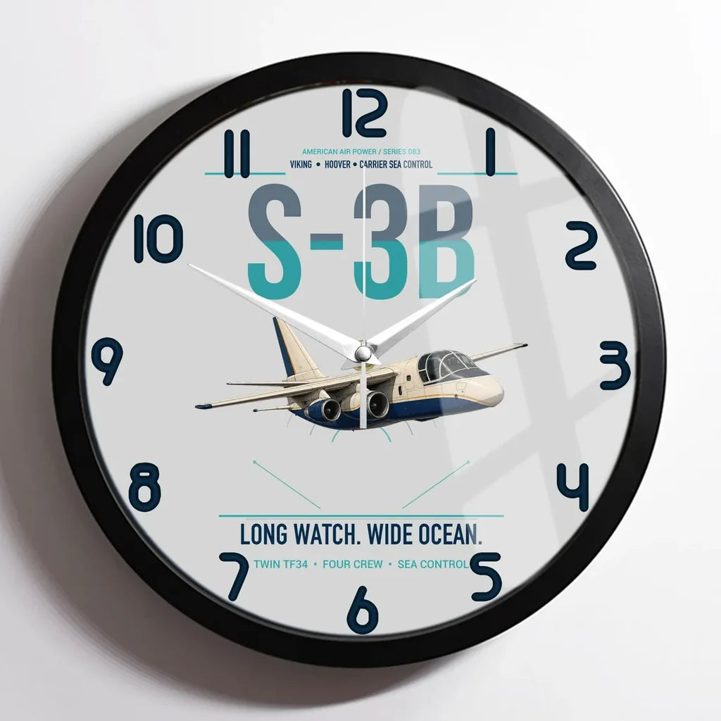 S-3B Viking design on light gray framed wall clock