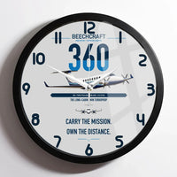 Thumbnail for Beechcraft King Air 360 design on light gray framed wall clock