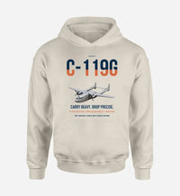 Thumbnail for C-119G Flying Boxcar design on khaki double-side hoodie, single-side print