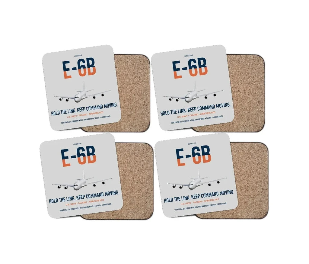 E-6B Mercury design on light gray 4 pieces set coaster