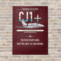 Thumbnail for Cessna Citation CJ1+ vertical canvas print - no frame - dark red background