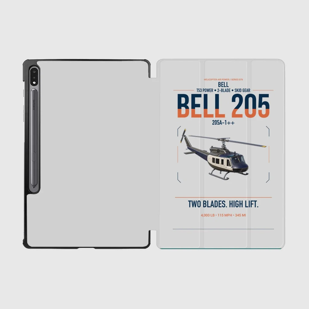 Bell 205A-1++ design on light gray samsung tablet tablet case