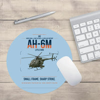 Thumbnail for MD AH-6M Little Bird design on light blue round mouse pad