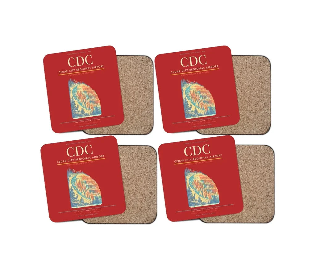 Cedar City Regional Airport CDC Coaster 4-Pieces-Set - Red