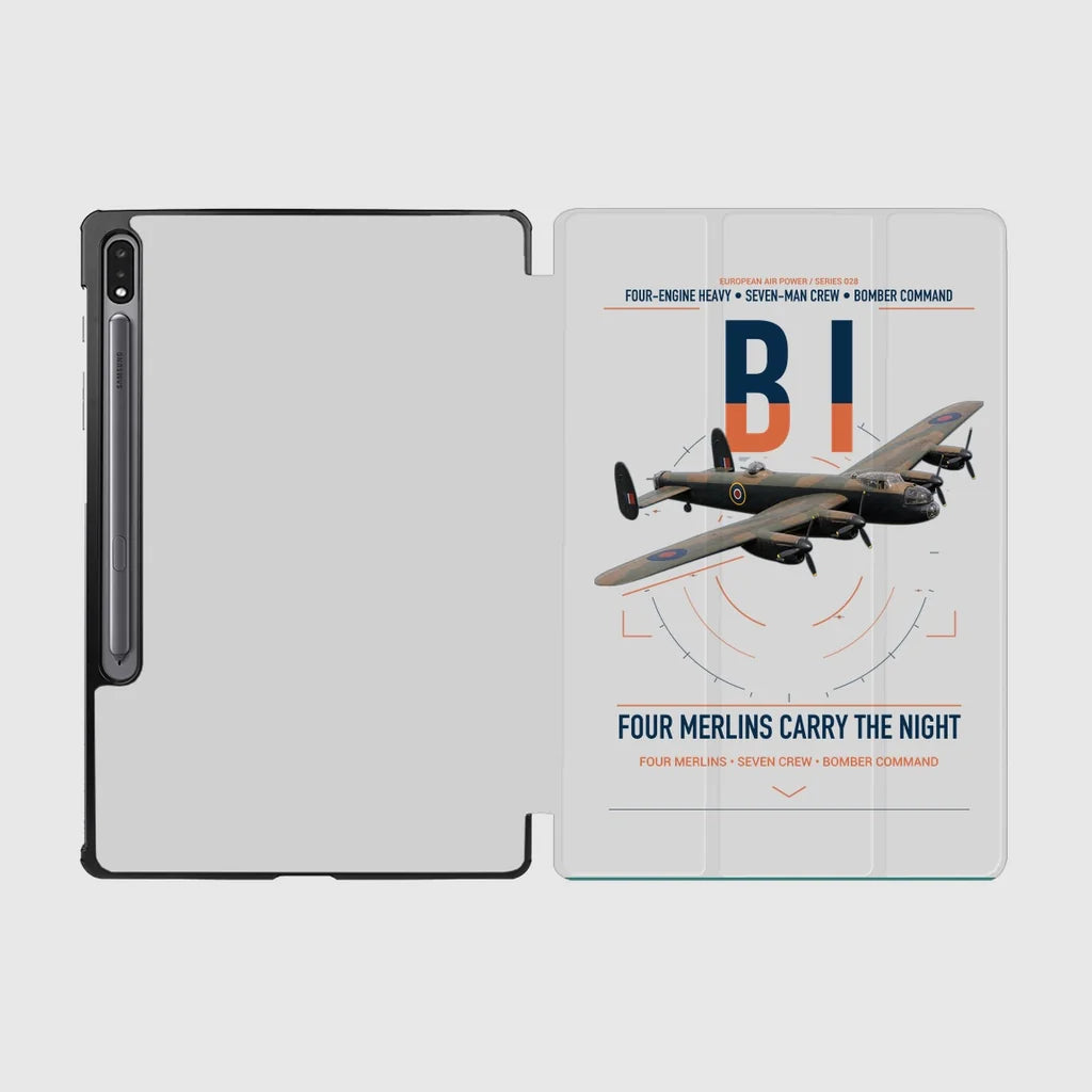 Avro Lancaster B I design on light gray samsung tablet tablet case