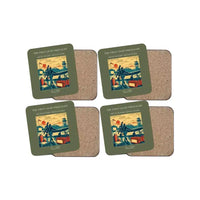 Thumbnail for The First Light Preflight - Designed Coasters design on green army 4-pieces-set