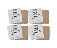 Thumbnail for Bombardier Learjet 24 design on light gray 4 pieces set coaster