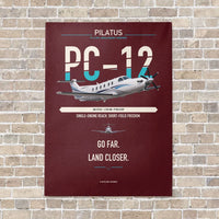 Thumbnail for Pilatus PC-12 PRO vertical canvas print - no frame - dark red background