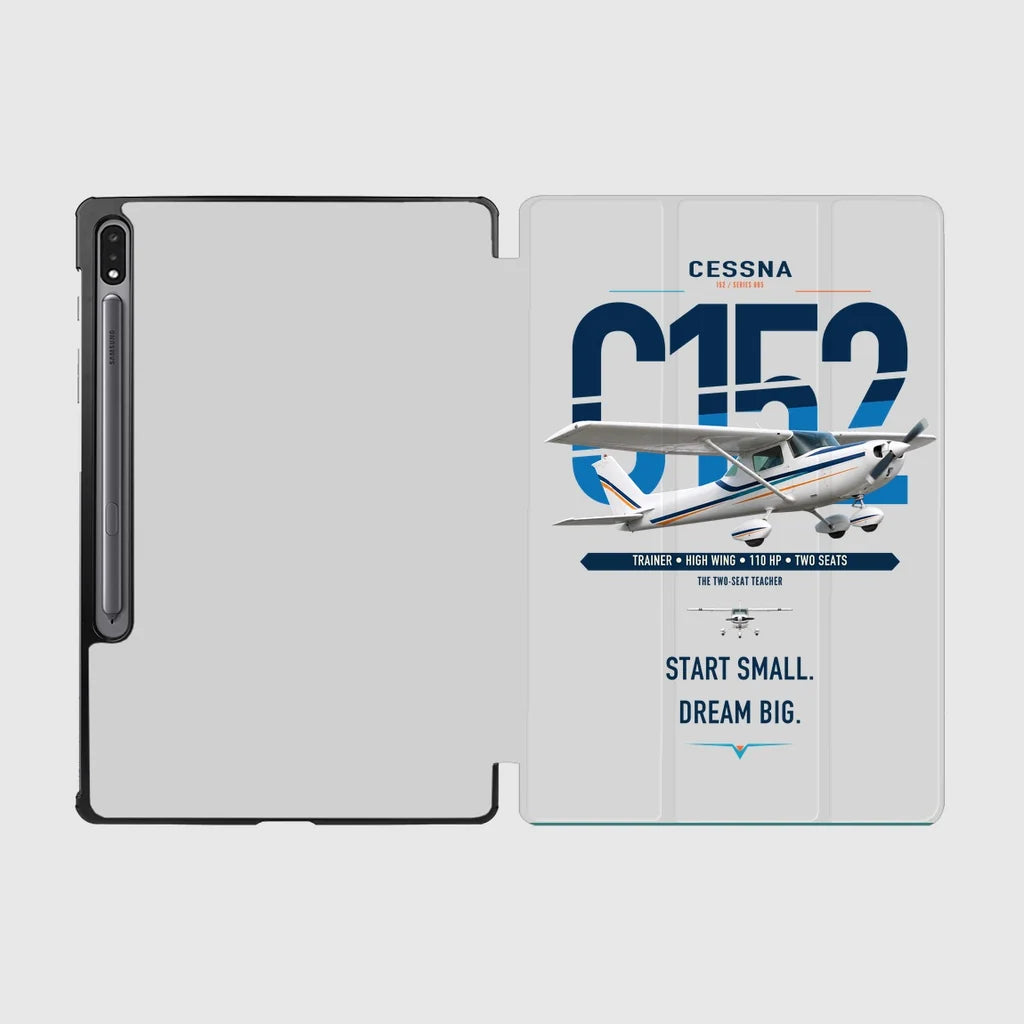 Cessna 152 design on light gray samsung tablet tablet case