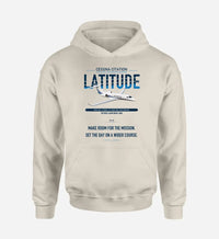 Thumbnail for Cessna Citation Latitude design on khaki double-side hoodie, single-side print