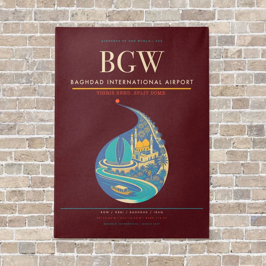 Baghdad International Airport BGW - Canvas No Frame - Dark Red