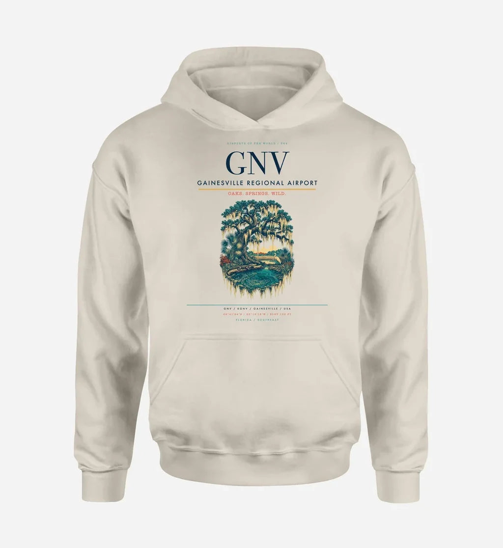 Gainesville Regional Airport (GNV) design on khaki hoodie single-side print
