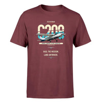 Thumbnail for Cessna 208 Caravan design on dark red t-shirt, single-side print