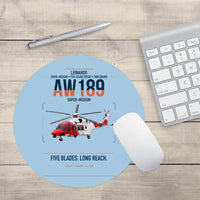 Thumbnail for Leonardo AW189 design on light blue round mouse pad