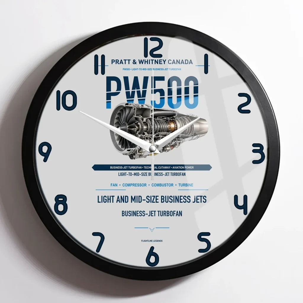 PW500 design on light gray framed wall clock