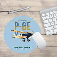 Thumbnail for Curtiss P-6E Hawk design on light blue round mouse pad