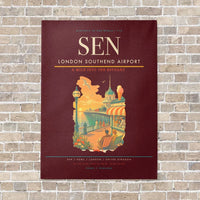 Thumbnail for London Southend Airport SEN vertical canvas print - no frame - dark red background