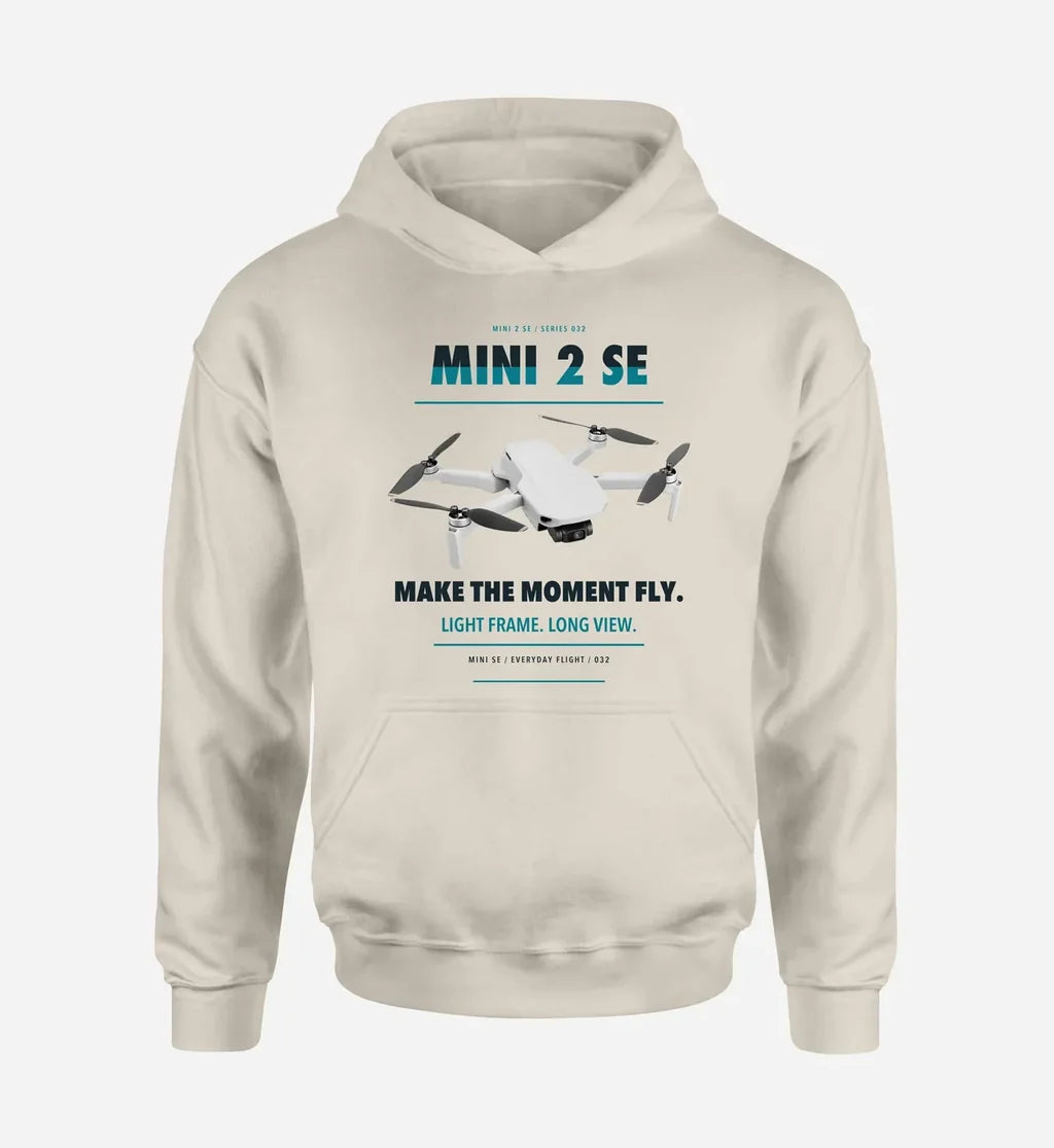 DJI Mini 2 SE design on khaki hoodie single side