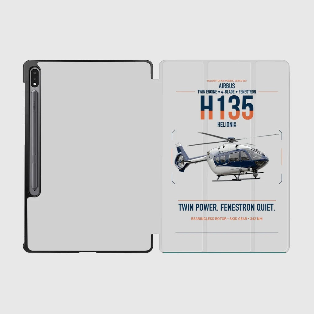 Airbus H135 design on light gray samsung tablet tablet case