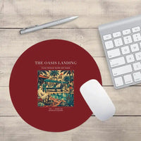 Thumbnail for VINTAGE G4331 - The Oasis Landing - Designed Mouse Pads design on darkred round