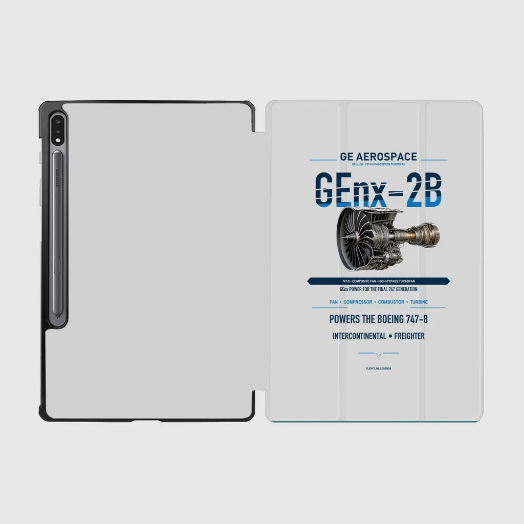 GEnx-2B design on light gray samsung tablet tablet case