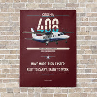 Thumbnail for Cessna 408 SkyCourier vertical canvas print - no frame - dark red background