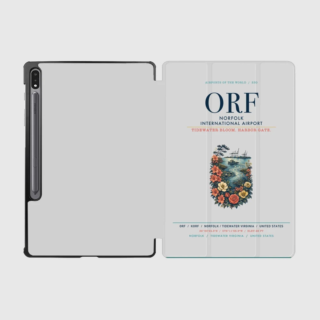 Norfolk International Airport (ORF) design on light gray samsung tablet tablet case