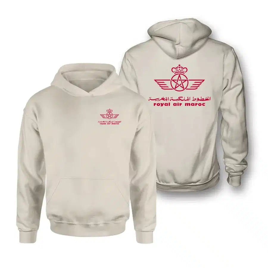 Royal Air Maroc logo on khaki double side hoodie