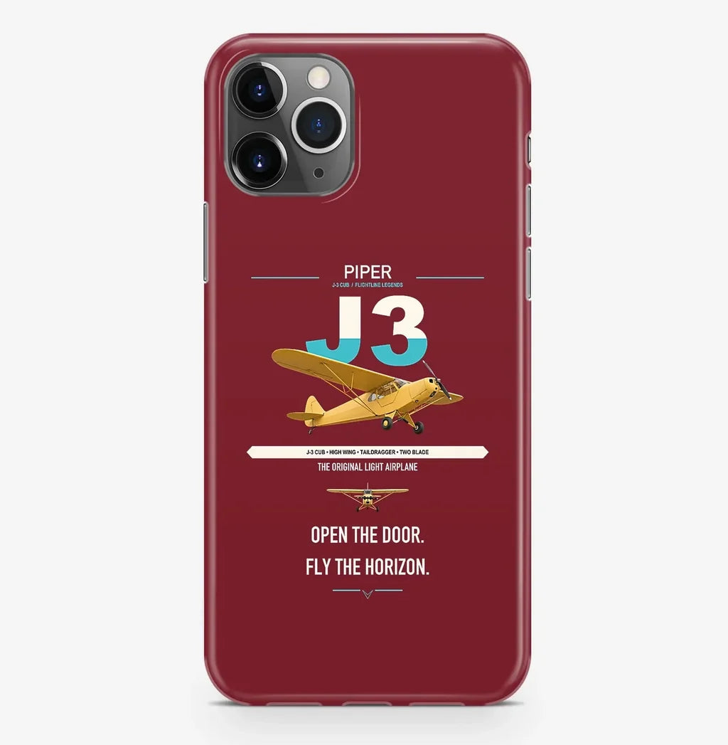 Piper J-3 Cub design on dark red magsafe iphone case, for iPhone Pro Max