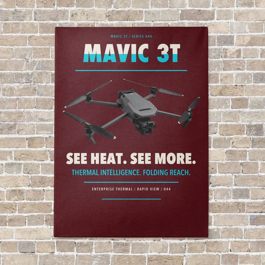 DJI Mavic 3 Thermal vertical canvas print - no frame - dark red background