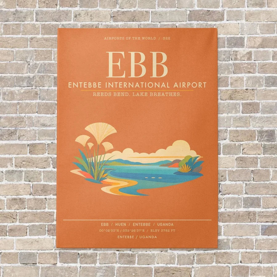 Entebbe International Airport EBB - Canvas Framed - Orange