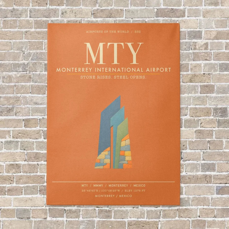 Monterrey International Airport MTY - Canvas Framed - Orange