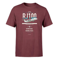 Thumbnail for Avro RJ100 design on dark red double-side t-shirt, single-side print