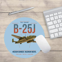 Thumbnail for B-25J Mitchell design on light blue round mouse pad