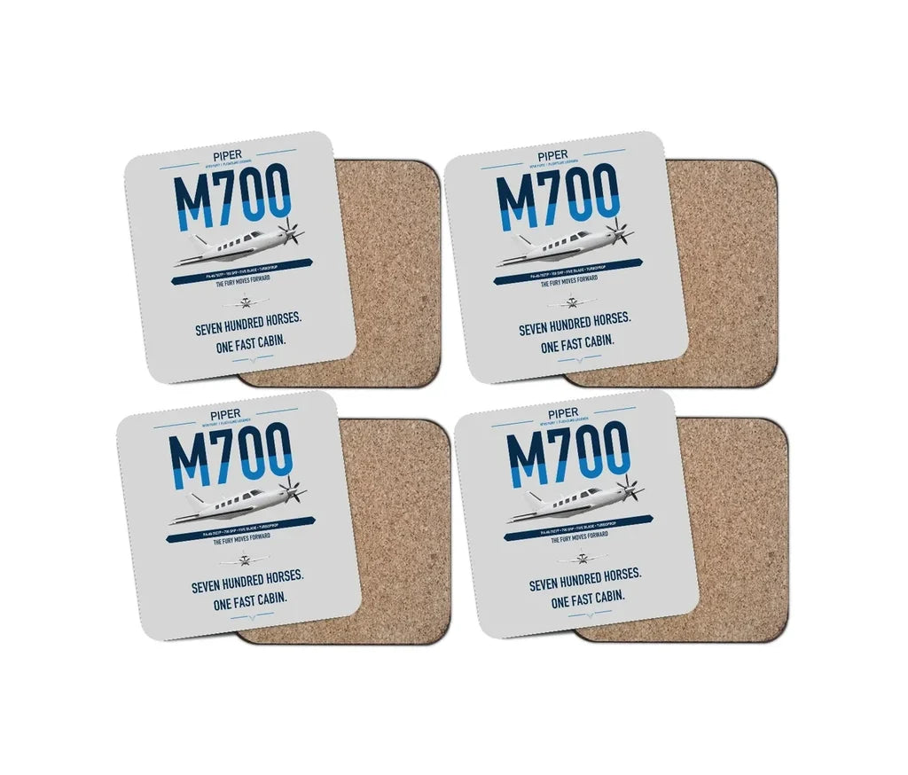 Piper M700 Fury design on light gray 4 pieces set coaster