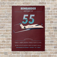Thumbnail for Bombardier Learjet 55 vertical canvas print - no frame - dark red background