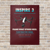 Thumbnail for DJI Inspire 3 vertical canvas print - no frame - dark red background