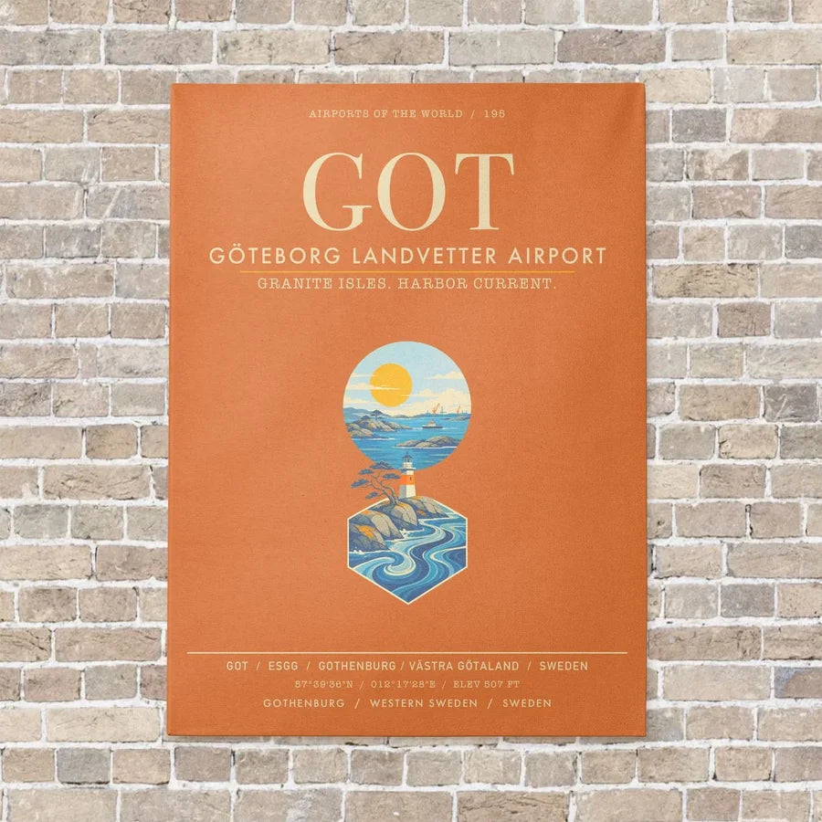 Goteborg Landvetter Airport GOT - Canvas Framed - Orange
